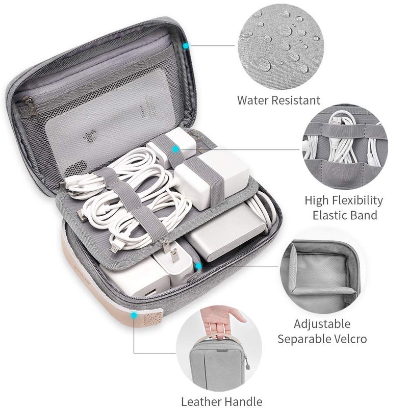 pack all Electronic Organizer, Cable Organizer Bag, Cord Travel Organizer for Cables, Chargers, Phones, USB cords, SD Cards (Gray) - Image 3